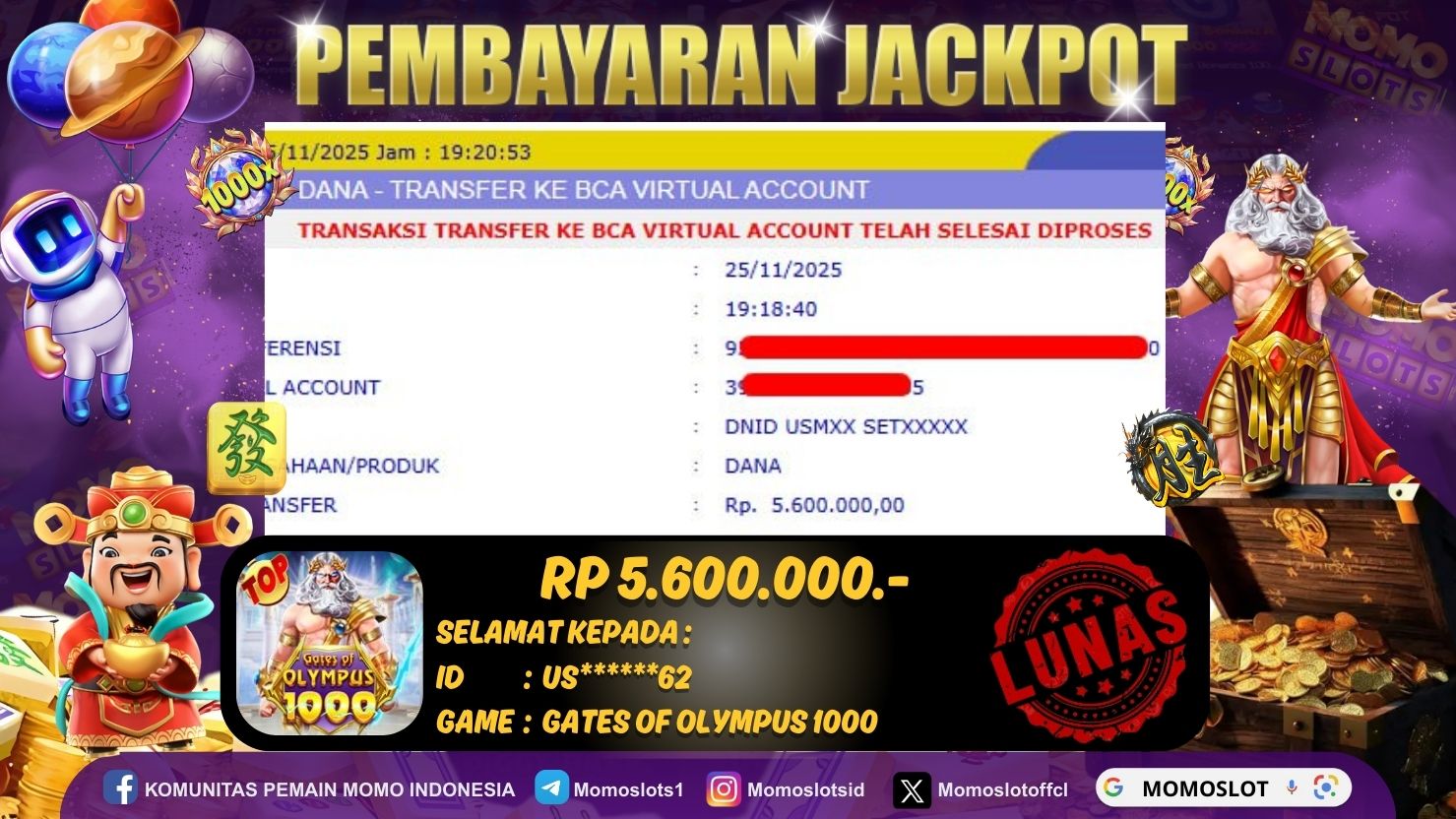 MOMOSLOTS JACKPOT SLOT GATES OF OLYMPUS 1000